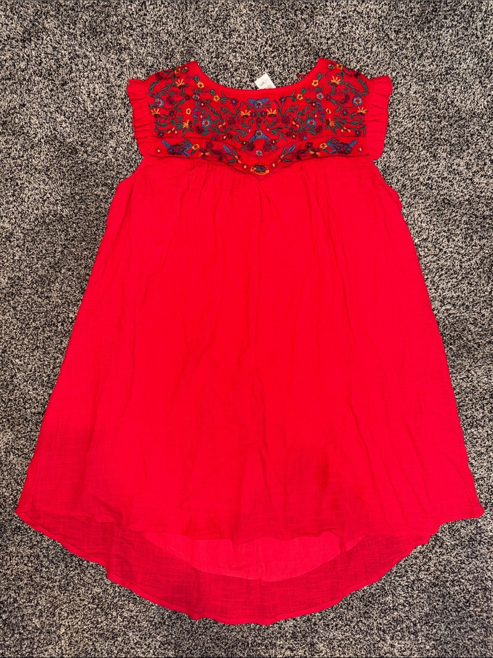 Umgee Bright Red Embroidered Yoke Sundress